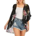 thumbnail image 1 of Zando Floral Kimono Cardigans for Women Loose Open Front Kimono Swimsuit Cover Ups for Women Casual Beach Cover Up Women Floral Black L, 1 of 5