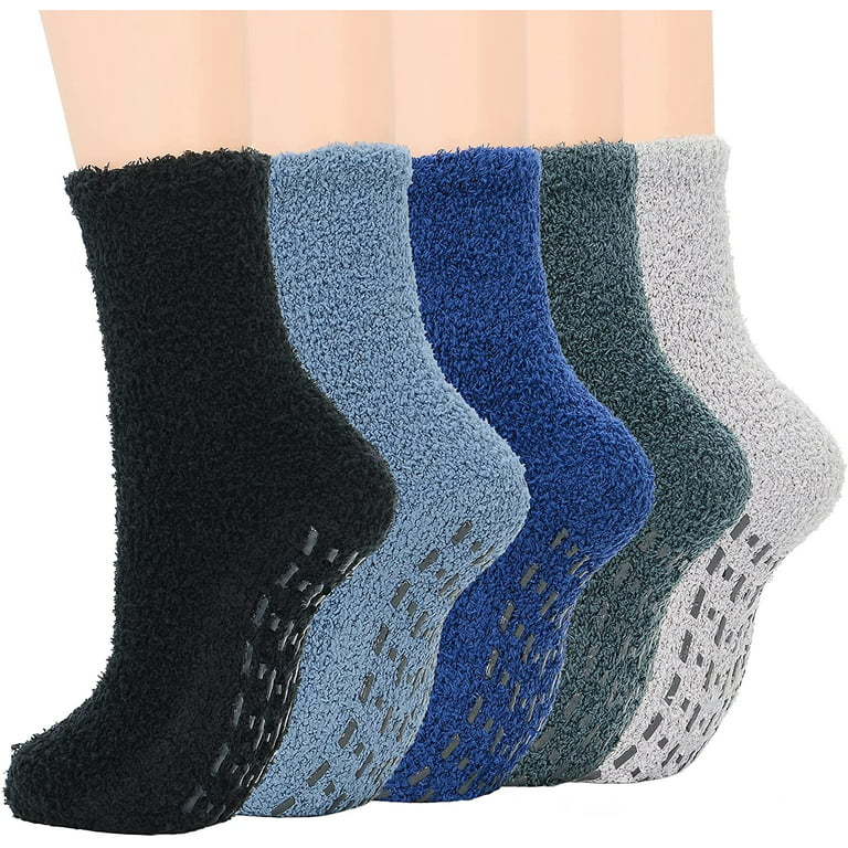Zando Womens Fuzzy Socks Winter Slipper Socks Non-Slip Grip Socks Warm  Fleece Socks Non Skid Socks Soft Fluffy Socks 4 Classic Color 