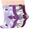 thumbnail image 1 of Zando Fuzzy Socks for Women Yoga Socks Warm Fluffy Socks Grip Socks Soft Slipper Socks with Grippers 6 Pairs Deer Purple, 1 of 6