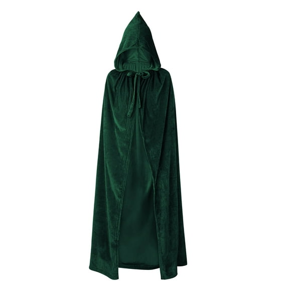 Zando Green Cloak with Hood Women Green Hooded Cape Cloak Unisex Velvet Witch Cloak M
