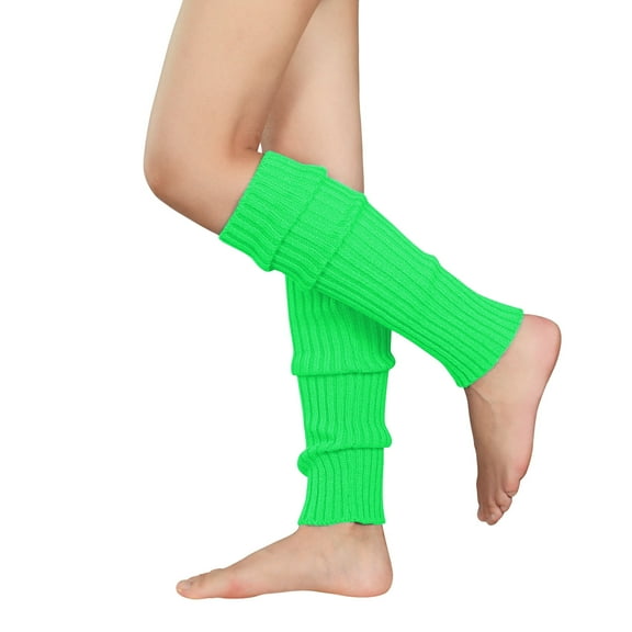 Zando Green Leg Warmers for Women 80s Ribbed Knit Knee Warmer 80s Costumes for Women Leg Warmer Socks