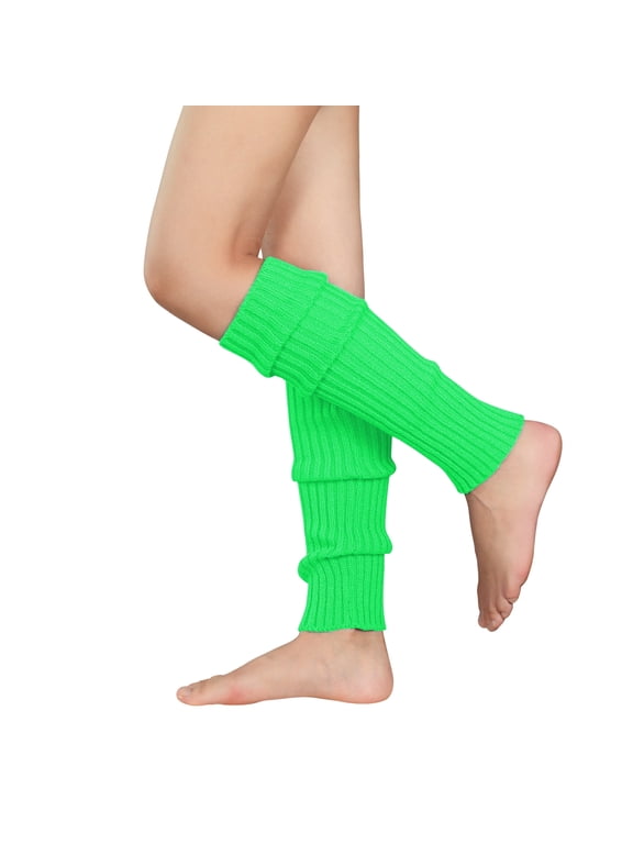 Green Leg Warmers for Women 80s Ribbed Knit Knee Warmer 80s Costumes for Women Leg Warmer Socks