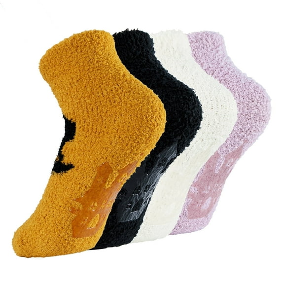Zando Halloween Fuzzy Socks Warm Fluffy Socks for Women No Slip Socks Fleece Cozy Socks with Grippers