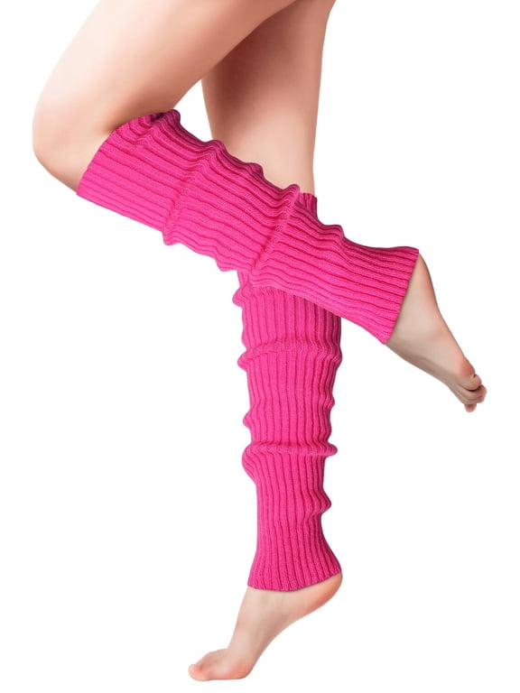 Hot Pink Leg Warmers for Women 80s Ribbed Knit Knee Warmer 80s Costumes Women Leg Warmer Socks Dance Hot Pink