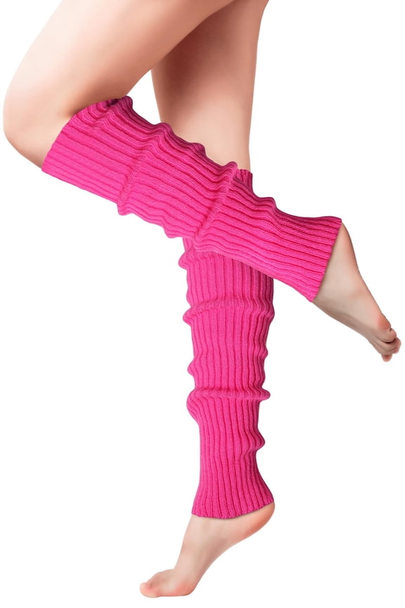 Hot Pink Leg Warmers for Women 80s Ribbed Knit Knee Warmer 80s Costumes Women Leg Warmer Socks Dance Hot Pink