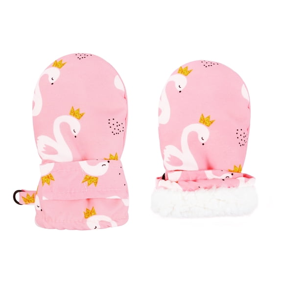 Zando Kids Ski Mittens Girls Boys Ski Gloves Waterproof Warm Snow Gloves for Winter Outdoor Activities Pink Swan S
