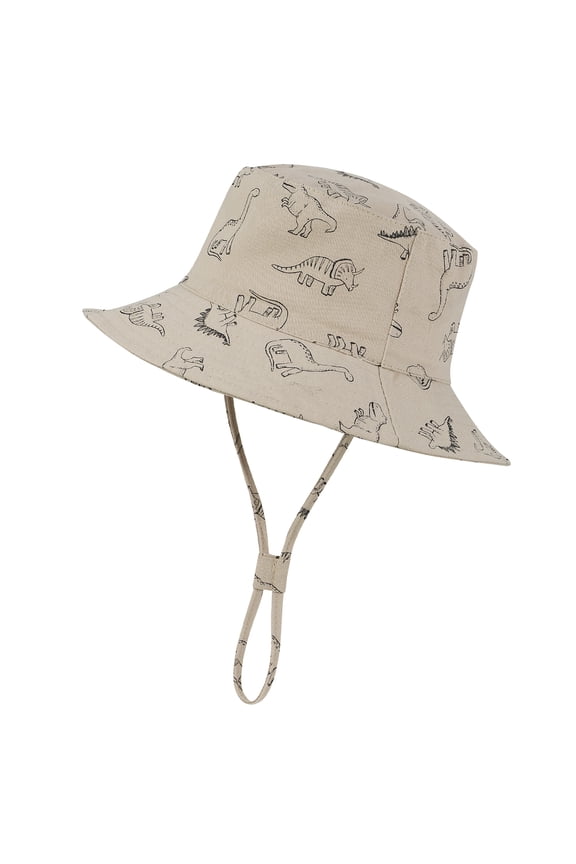 Kids Sun Hat with Chin Strap Boys Girls Sun Protection Hats Cute Breathable Caps Dinosaur Khaki 2-4 T