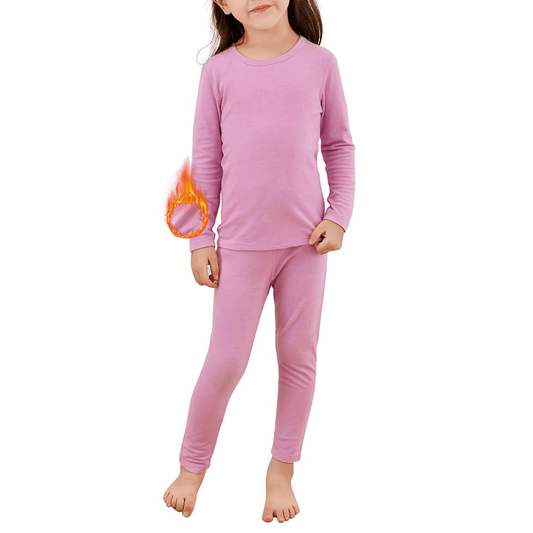 Zando Kids Thermal Underwear Set For Boys Girls Long Johns for Boys Long  Sleeve Thermal Shirt with Snow Pants Purple 100