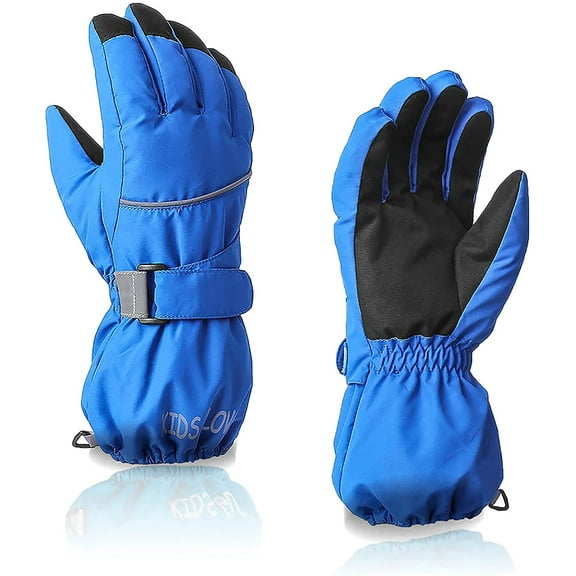 Zando Kids Snow Gloves for Kids Gloves Winter Ski Gloves Waterproof Toddler Snow Gloves for Girls Boys Outdoor Sports Blue 3-6 years