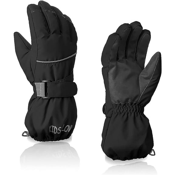 Zando Kids Snow Gloves for Kids Gloves Winter Ski Gloves Waterproof Toddler Snow Gloves for Girls Boys Ourdoor Sports Black 3-6 years