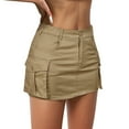 thumbnail image 1 of Zando Low Waist Cargo Skirt for Women Girls Vintage Mini Skirt Y2k Jean Skort Low Rise Short Denim Skirt with Pockets Khaki M, 1 of 5