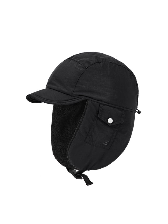 Men Trapper Hat Waterproof Winter Hat with Ear Flaps Warm Fleece Lined Baseball Cap for Cold Weather