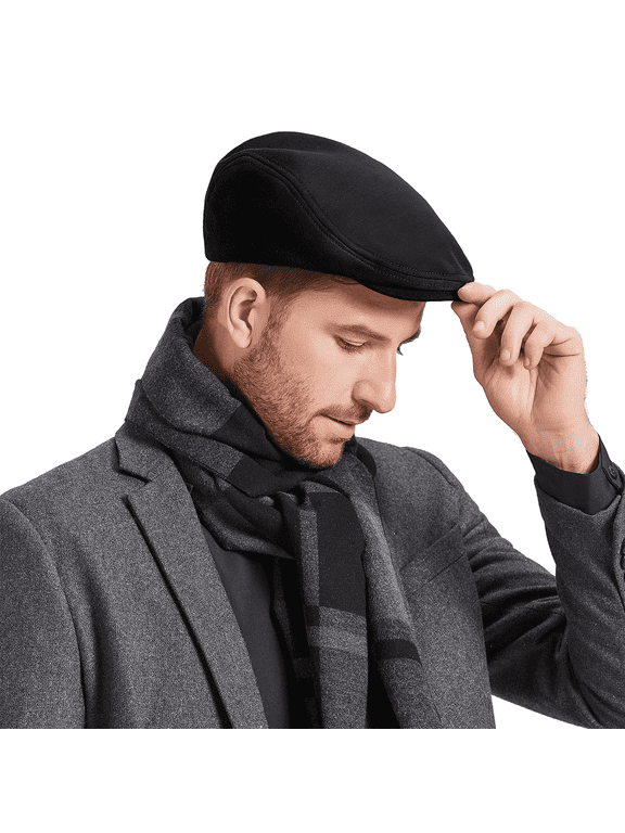 Men's Newsboy Caps Ivy Gatsby Flat Cap Golf HatVintage Beret Hat Newsboy Hats for Men Black