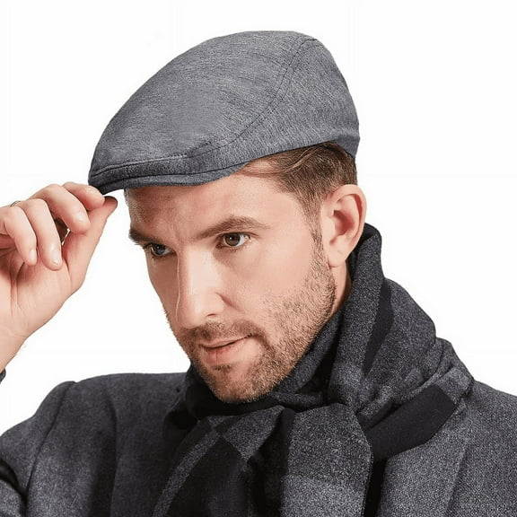 Zando Men's Newsboy Caps Ivy Gatsby Flat Cap Vintage Beret Hat Newsboy Hats for Men Dark Grey