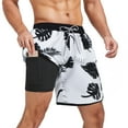 thumbnail image 1 of Zando Men's Swim Trunks Quick Dry Boys Board Shorts with Liner Beach Bathing Suit for Men with Pocket Black Leaves M, 1 of 5