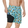 thumbnail image 1 of Zando Mens Swim Trunks with Compression Liner Quick Dry Beach Shorts for Mens Bathing Suit Light Blue Pineapple M, 1 of 5