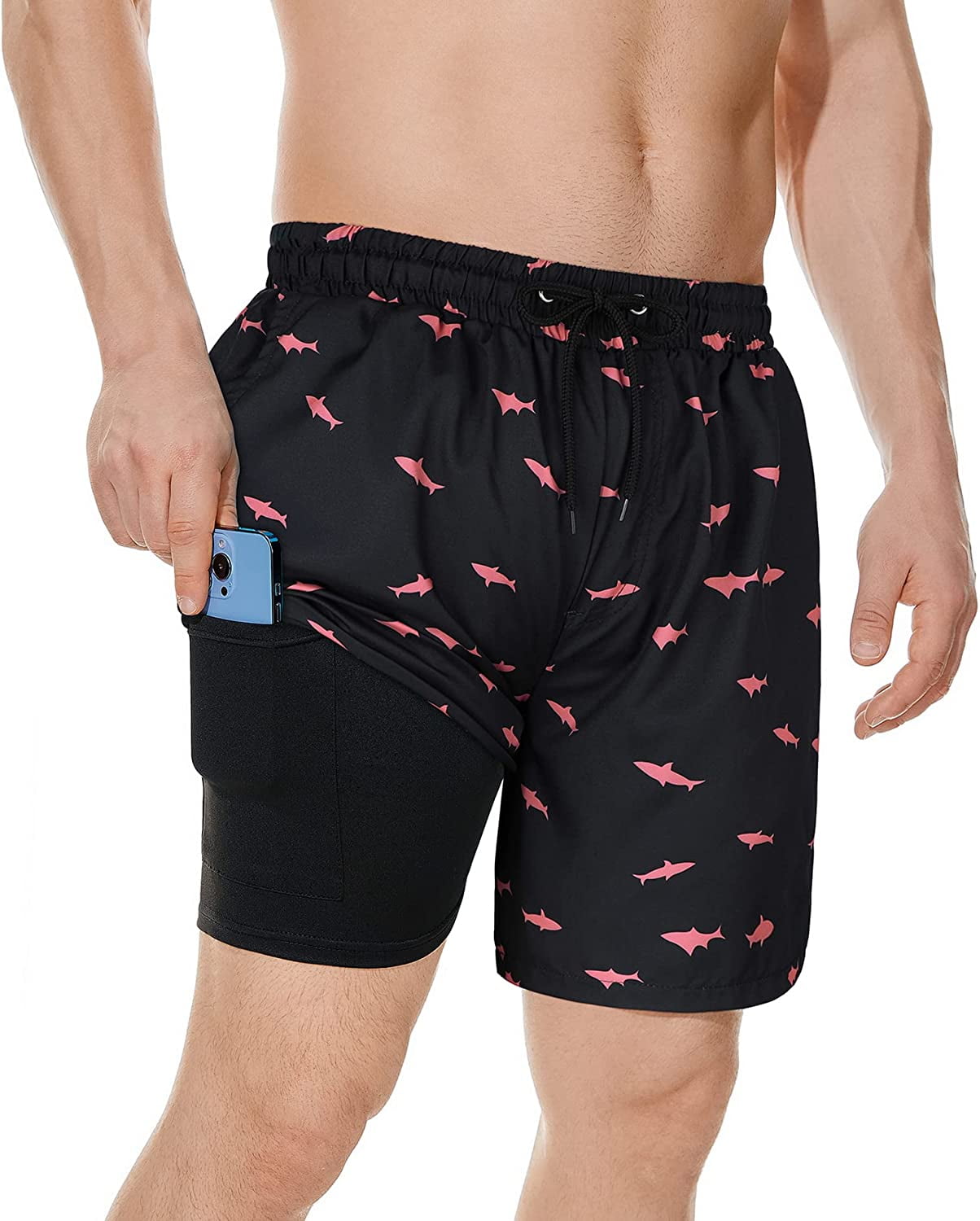 Zando Mens Swim Trunks, Quick Dry Compression Liner, Beach Shorts