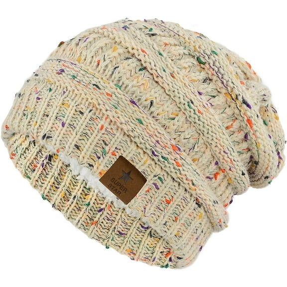Zando Mens Womens Beanie Hat for Winter Thick Knit Slouchy Hats for Men Women Ski Cap Beige Mix Colors