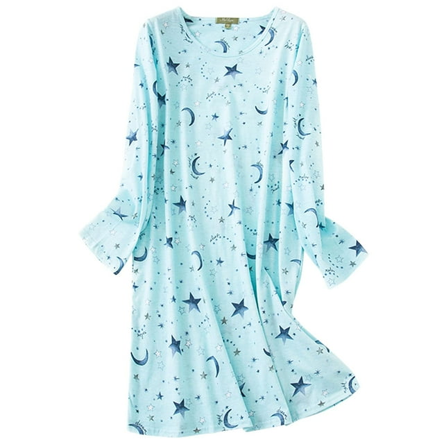 Zando Nightgowns for Women Soft Cotton Long Sleeve Nightgown Cartoons