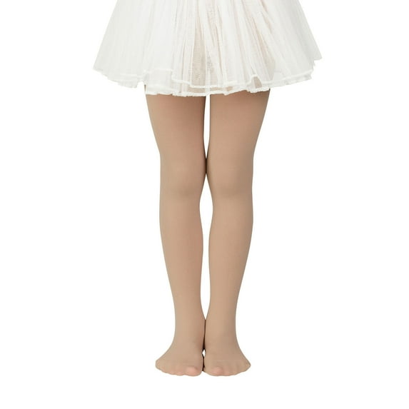 Zando Nude Tights for Girls Ballet Tights for Girls Stockings Elastic Footed Dance Tight for School Girls 6-9 Nude