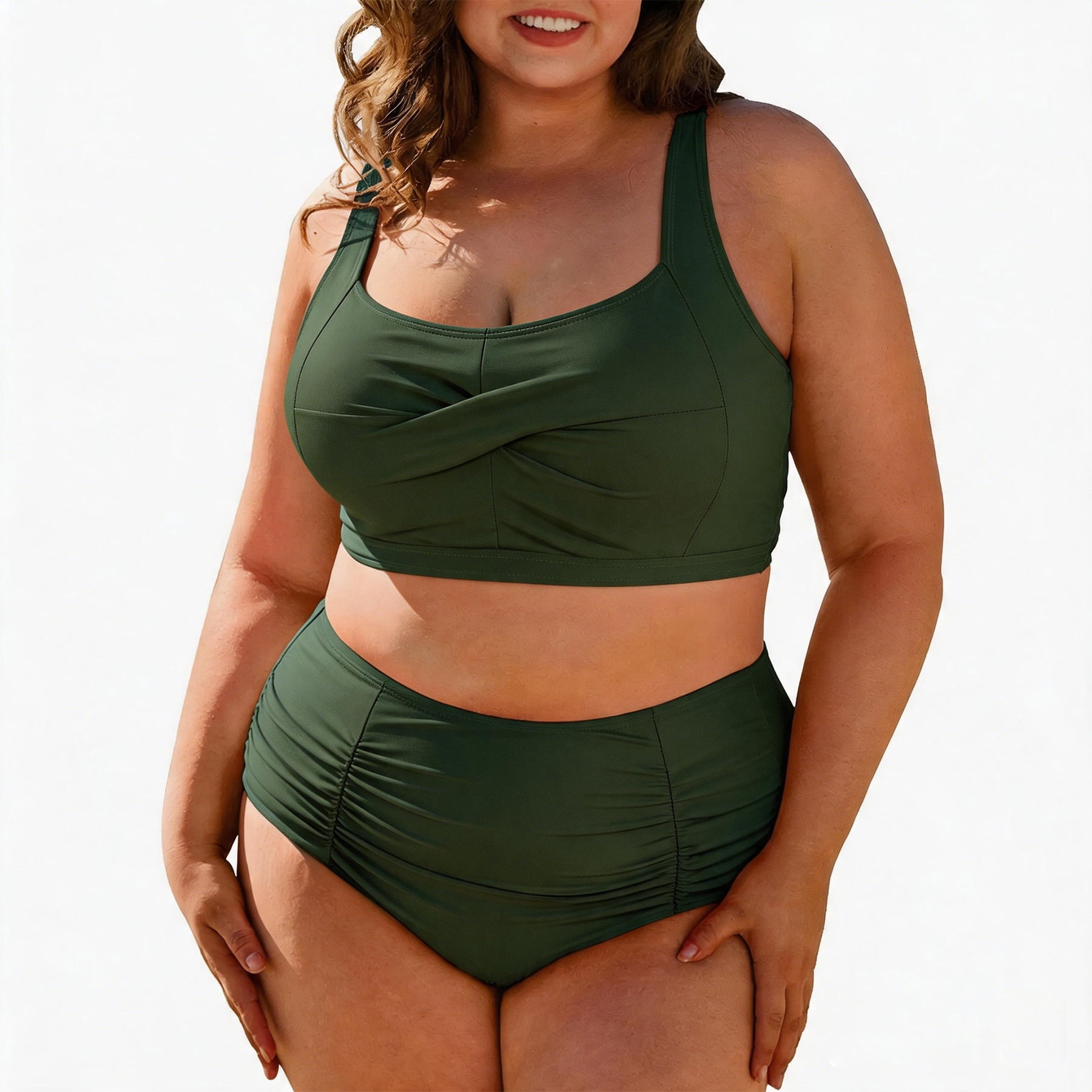 Zando PLus Size Bikini Sets for Women Tummy Control High Waisted Women ...