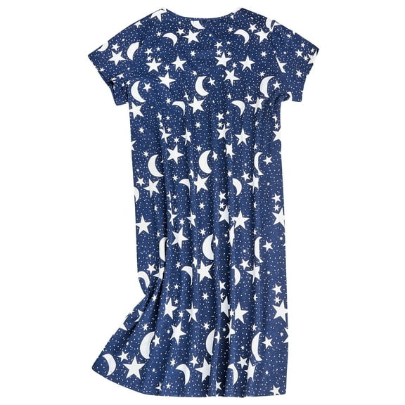 Zando Plus Size Nightgowns for Women Soft Cotton Long Shirts for Women Night Gown Vintage Sleepwear Navy Night Sky 2XL
