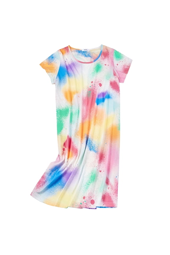 Womens Pajama Night Gowns Soft Comfy Summer Sleep Shirts Nightgowns for Women Summer Tie-Dye 2XL