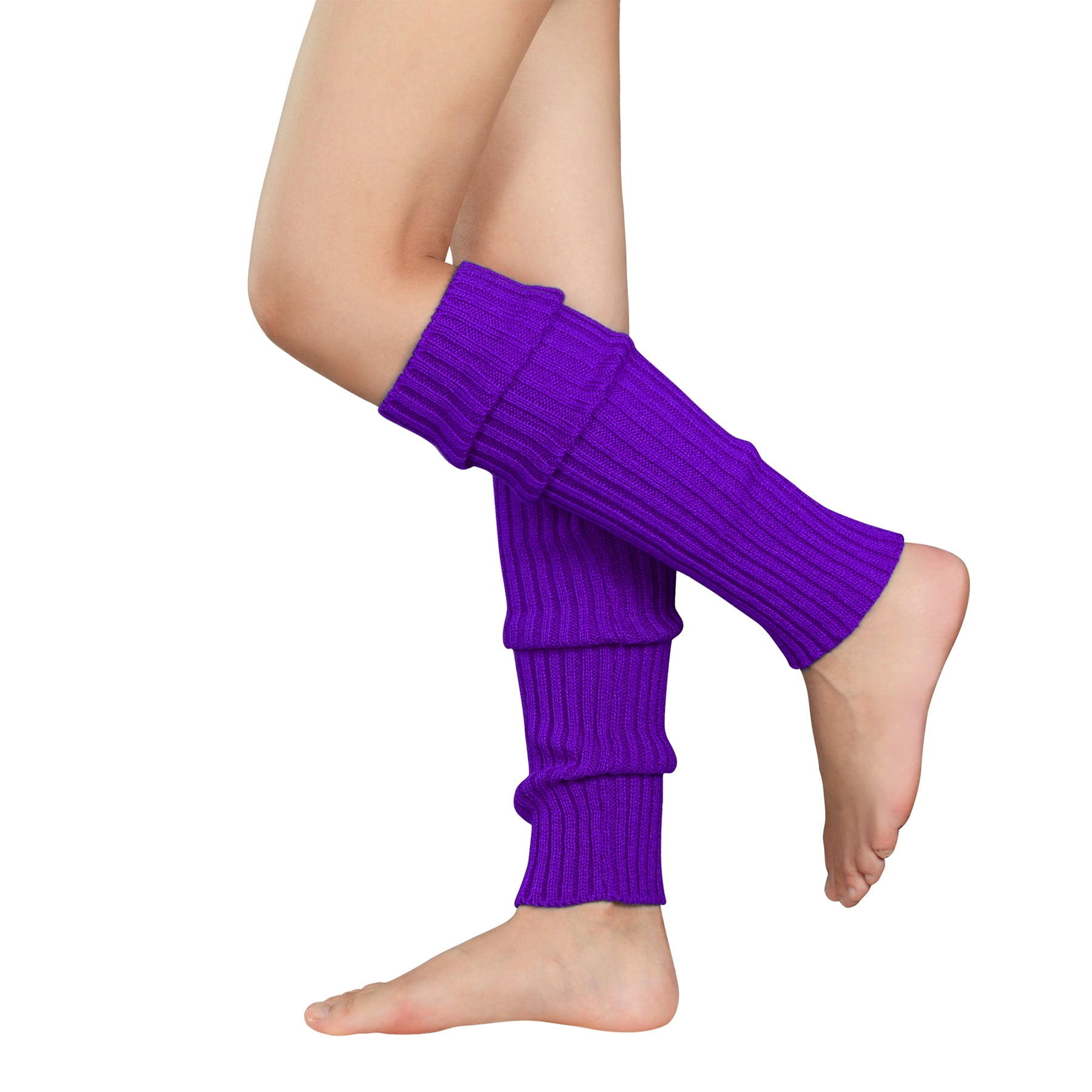 Zando Purple Leg Warmers for Women 80s Ribbed Knit Knee Warmer 80s