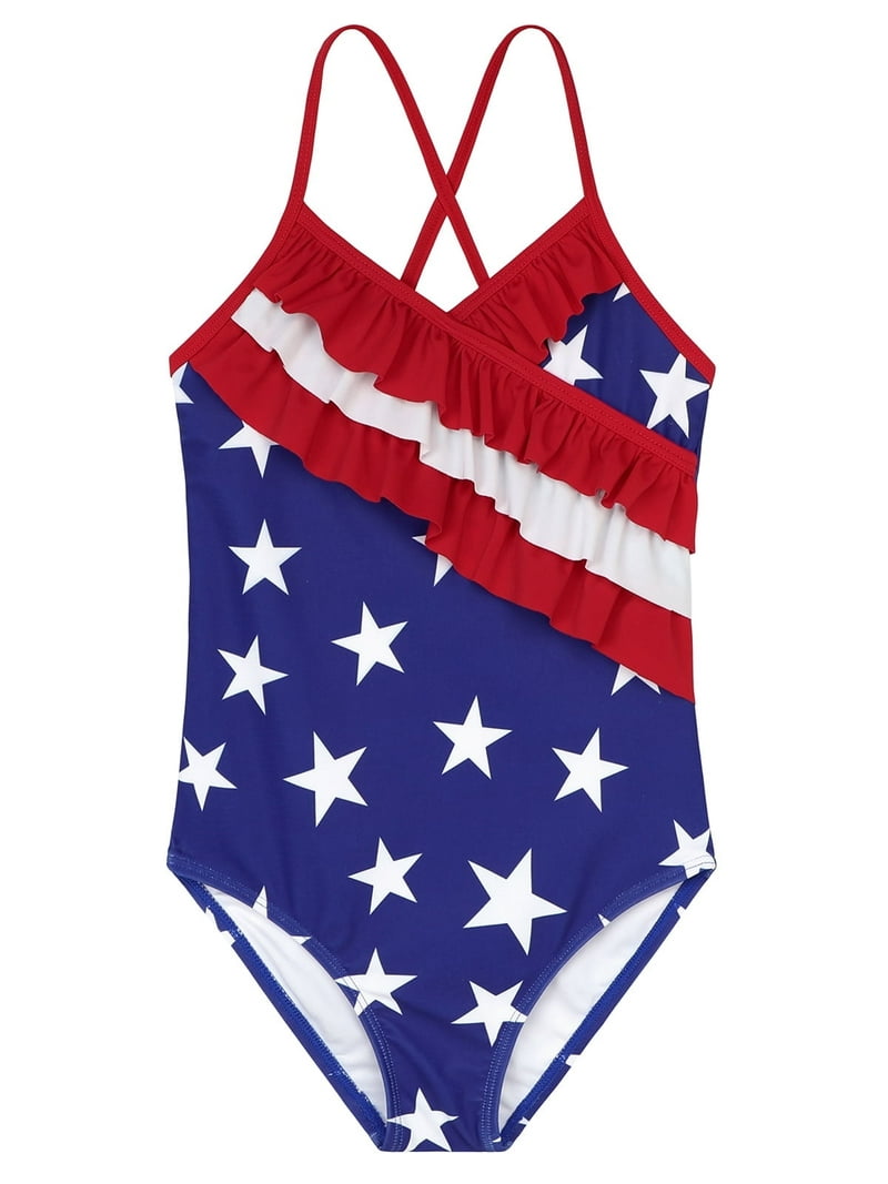 DEFAHN Toddler Girl Swimsuit With Hat - Cute One-Piece Ruffled Bathing Suit 9M-6Y