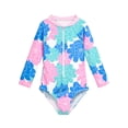 thumbnail image 1 of Zando Toddler Girl Long Sleeve One Piece Swimsuit Little Girl Quick Dry Bathing Suits with Zipper Girl Rash Guard Beachwear UPF 50+ Sun Protection Multicolor Floral 6-7T, 1 of 6