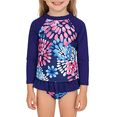 thumbnail image 1 of Zando Baby Girls Swimsuits 2 Piece Long Sleeve Rash Guard Set with Ruffle Cute Bathing Suits for Toddler UPF 50+ Sun Protection Quick Dry 3-8 Years, 1 of 7