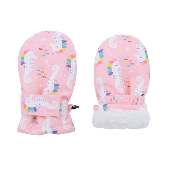 Zando Toddler Kids Ski Gloves for Kids Snow Gloves Waterproof Warm Toddler Mittens for Winter Outdoor Sports Pink Rainbow Seahorse S