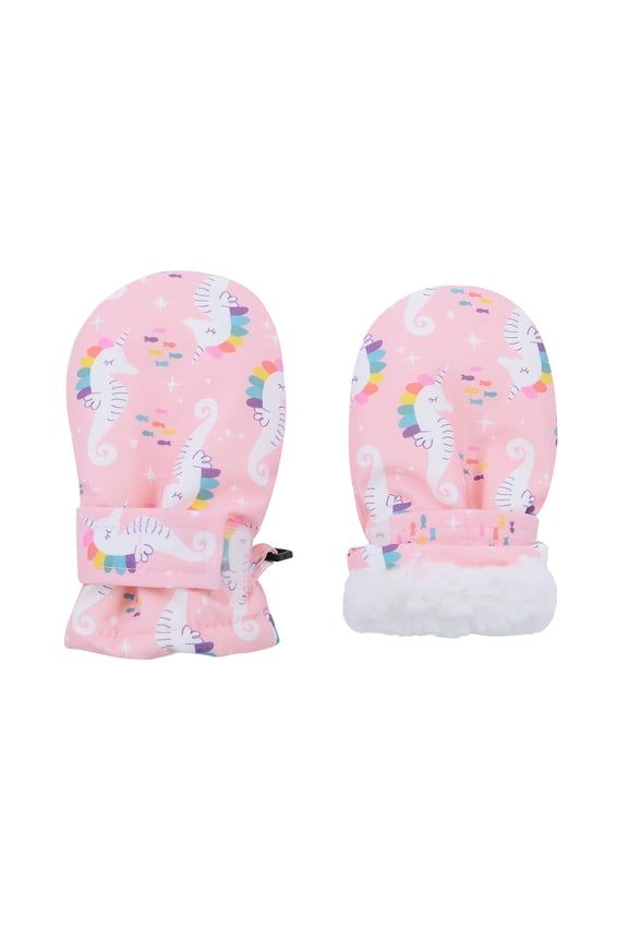 Toddler Kids Ski Gloves for Kids Snow Gloves Waterproof Warm Toddler Mittens for Winter Outdoor Sports Pink Rainbow Seahorse S