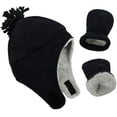 thumbnail image 1 of Zando Baby Kids Winter Hats and Gloves Sets Boys Warm Polar Fleece Beanie Hat Cold Weather Black A 4-7T, 1 of 7