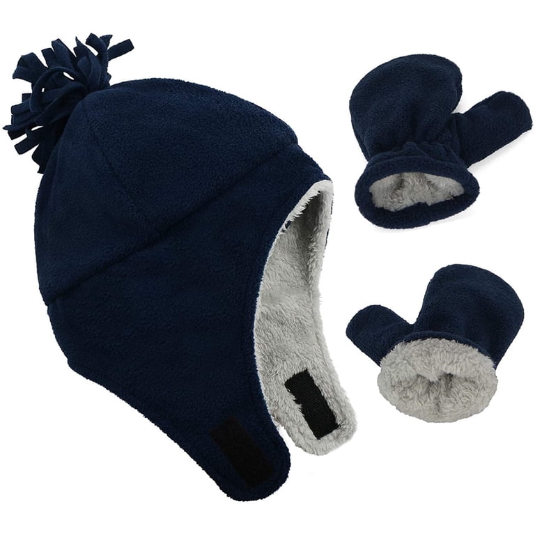 Zando Baby Kids Winter Hats and Gloves Sets for Boys Navy  display picture 2