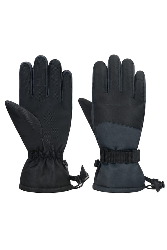 Toddler Winter Gloves Kids Ski Gloves with Zipper Pocket Cold Weather Gloves for Boys and Girls Child Windproof Waterproof Gloves Patchwork Black 7-10 Years