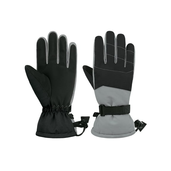 Zando Toddler Winter Gloves Kids Ski Gloves with Zipper Pocket Cold Weather Gloves for Boys and Girls Child Windproof Waterproof Gloves Patchwork Grey 7-10 Years