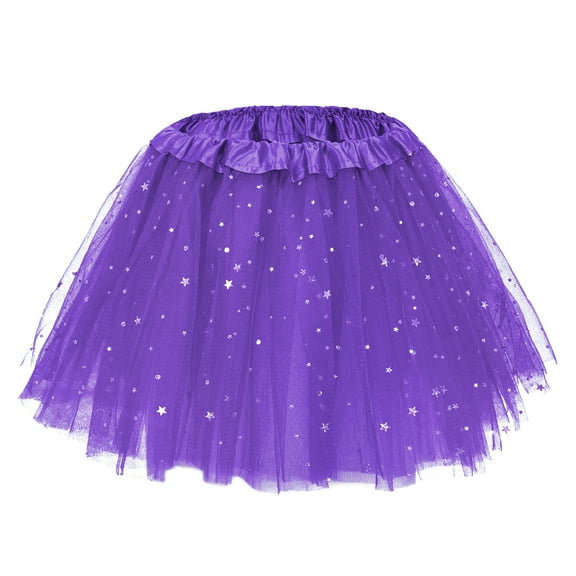 Zando Tutu Skirts for Little Girls 2 Layers Stars Sequins Tulle Tutu Skirt Party Costumes Ballet Dance Tutus Purple