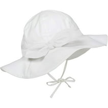 Zando UPF 50+ UV Sun Protection Bowknot Wide Brim Baby Sun Hat Adjustable Chin Strap Outdoor Girls Toddlers Cap Ivory White S