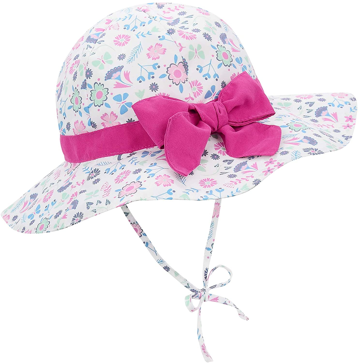 Hesroicy Ribbon Bowknot Decor Flower Stitching Sun Hat Foldable