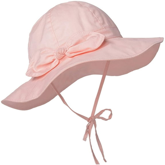 Zando UPF 50 UV Sun Protection Bowknot Wide Brim Baby Sun Hat Adjustable Chin Strap Toddlers Girls Cap Pink S