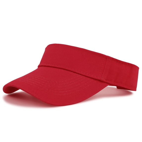Zando Unisex Sun Visor Hat Sports Adjustable Sweat‑Wicking Quick Dry Sun Cap Lightweight Visors for Men Women Red