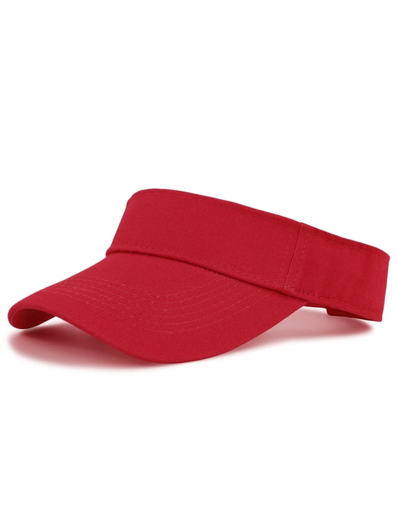 Unisex Sun Visor Hat Sports Adjustable Sweat‑Wicking Quick Dry Sun Cap Lightweight Visors for Men Women Red