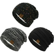 Zando Warm Beanie Hat for Men Thick Winter Hats Womens Slouchy Beanie Ski Cap Black & Black Mix & Black Grey Mixed 3 Packs