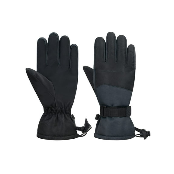 Zando Waterproof Snow Gloves for kids Girls Windproof Winter Gloves Boys Ski Gloves with Wrist Leashes Child Snowboard Gloves Patchwork Black 11-14 Years