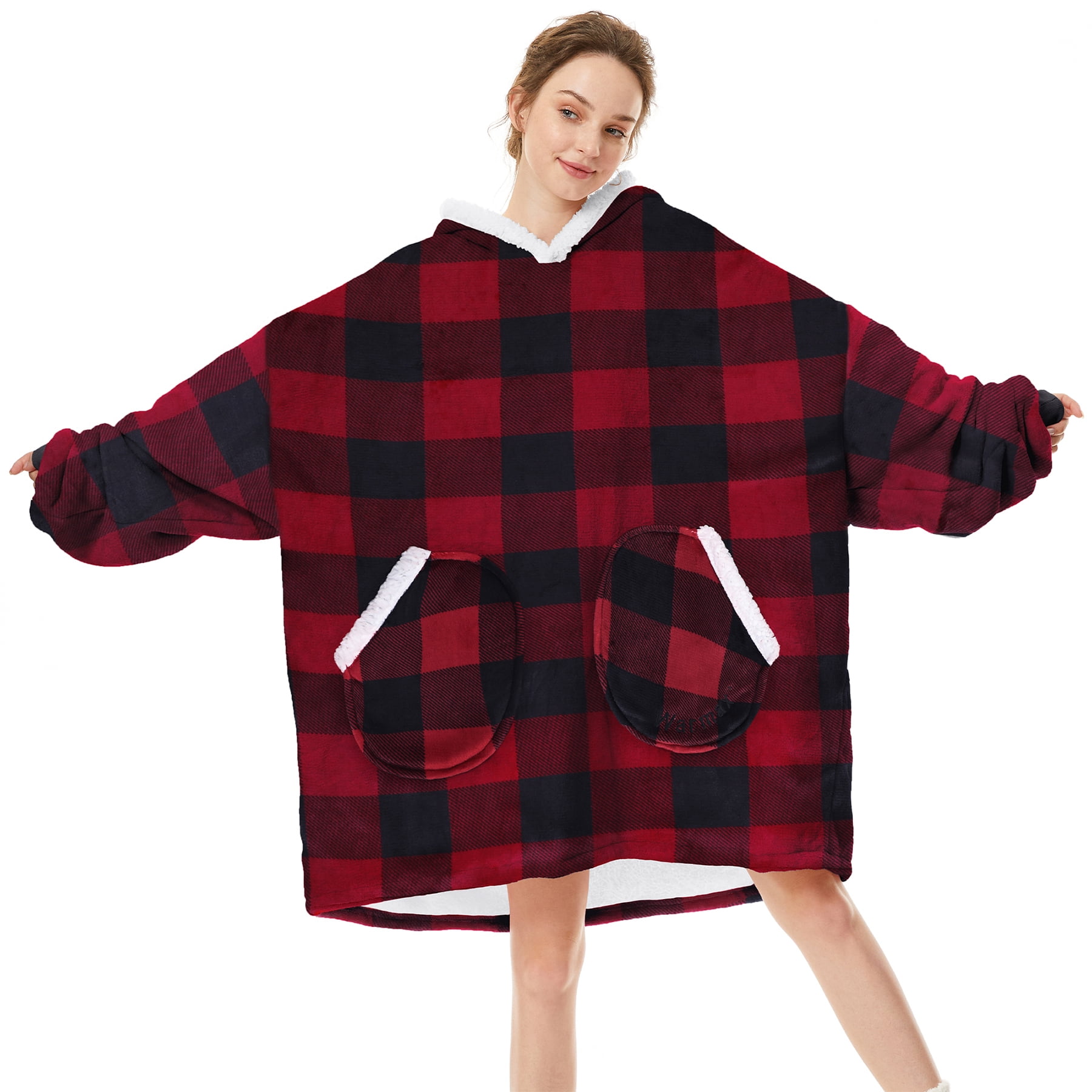 Zando Wearable Blanket Hoodie Women Men Hooded Blanket Adult Sherpa