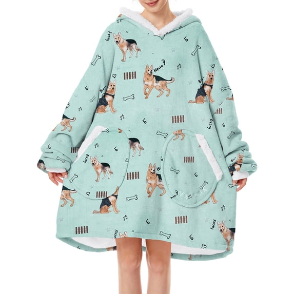 Zando Wearable Blanket Hoodie for Women Oversized Sherpa Fleece Thick Warm Blanket Sweatshirt Cute Shepherd