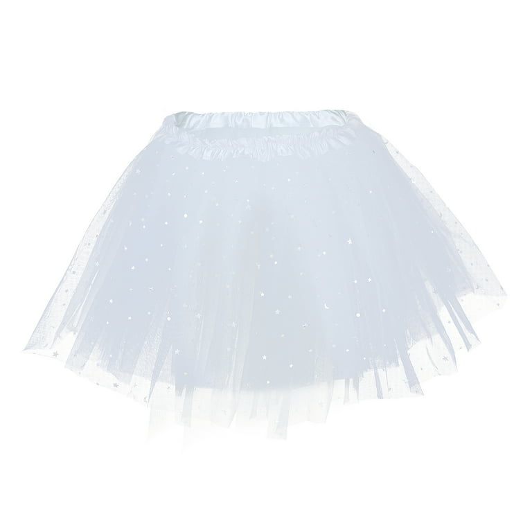 Girls Tutu White With Sequin Stars Girls Tutu White With Sequin Stars