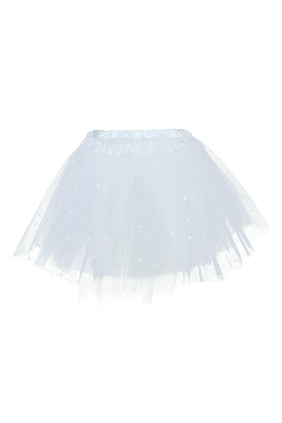 White Tutu Skirt for Girls Layered Stars Sequins Tutu Dress Sparkle Princess Ballet Skirt 2T - 8T