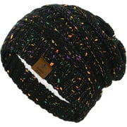 Zando Winter Beanie Hats for Men Women Thick Knit Fleece Beanie Women Men Winter Hat Warm Skiing Beanies Black Mix Colors
